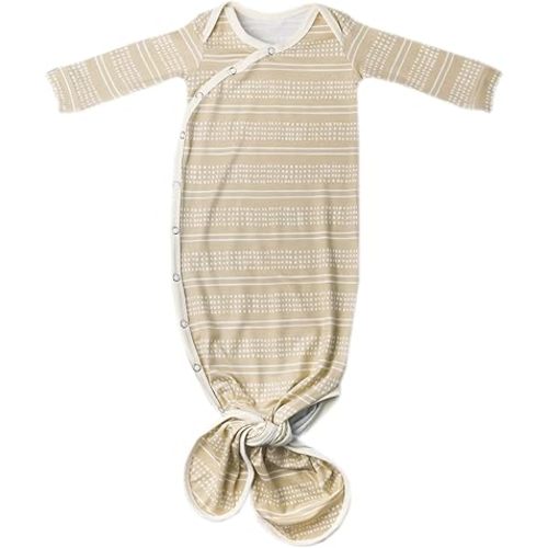 Copper Pearl Baby Gown - Knotted Newborn Sleepers for Baby Boy and Girl, Soft Stretchy Long Sleeve Infant Gowns with Bottom Tie and Hand Mittens, Perfect Hospital Coming Home Outfit (Clay)