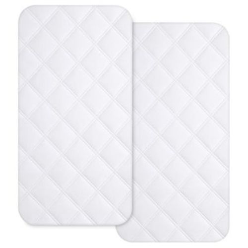 Aoibox Waterproof Bassinet Mattress Pad Cover 2 Pack Quilted Soft Microfibre Protector 34x19in for Babies