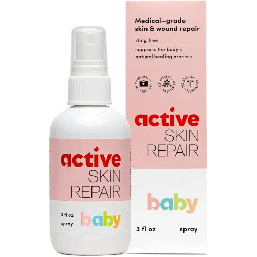 Active Skin Repair Natural, Non-Toxic, No Sting Baby Spray First Aid Safe For Use on Diaper Rash, Baby Acne, Eczema, Cuts, Wounds, Scrapes, and Other Skin Irritations (3 oz. Spray)