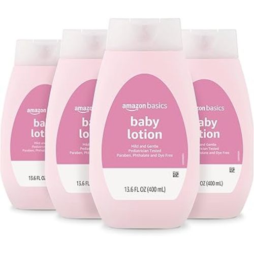 Amazon Basics Baby Lotion, Mild & Gentle, Lightly Scented, 13.6 Fl Oz (Pack of 4) (Previously Solimo)