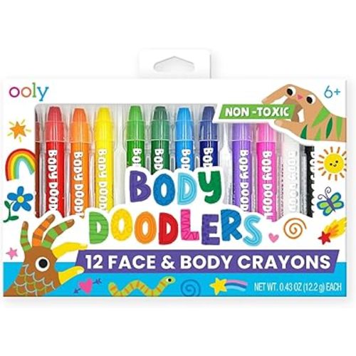 Ooly Body & Face Paint Crayons, 12 Colors, Skin Safe Paint Stick Twist Crayons for Face Painting Parties, Great Body Painting Kit, Gifts for Kids