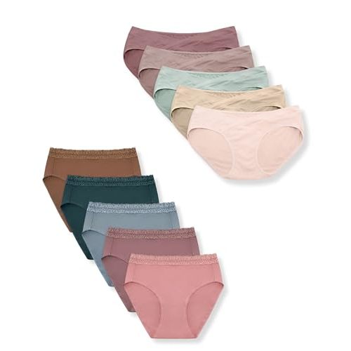 Kindred Bravely Postpartum Panty Underwear & Under the Bump Bikini Panty Underwear Bundle, 10 Pairs (Assorted, Medium)