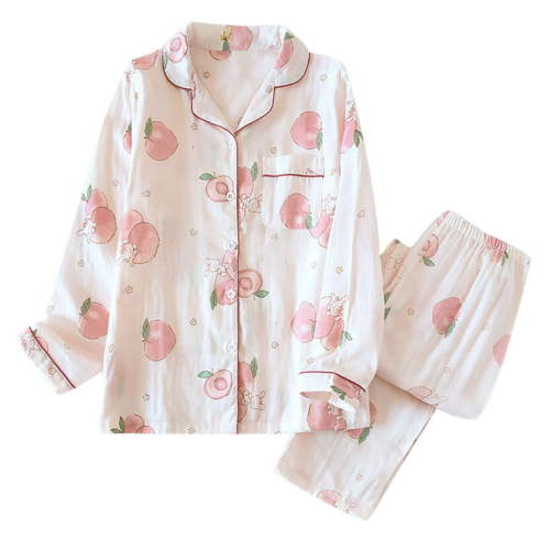 Oalirro Cotton Pajamas for Women Casual Long Sleeve Top with Long Pants Homewear Top and Long Pants Loungewear Pink,XL