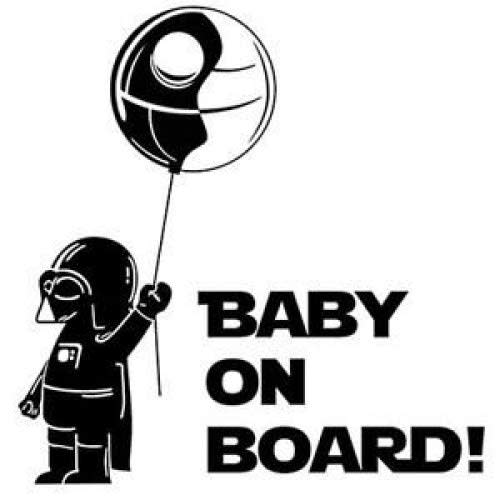 Darth Vader Baby on Board Star Wars Sticker Decal for Laptop Car Windows Room (5.5" inches, Black)