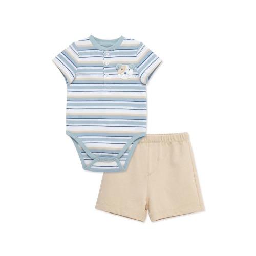 Puppy Appliquè Bodysuit & Shorts Set- 3M