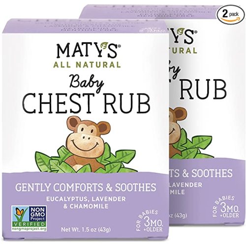Matys Baby Chest Rub - Naturally Comfort, Soothe and Help Relieve Congestion in Babies 3 Months+, Petroleum Free - Made with Soothing Lavender and Chamomile, 1.5 oz - 2 Pack - Chest Rub 2-Pack