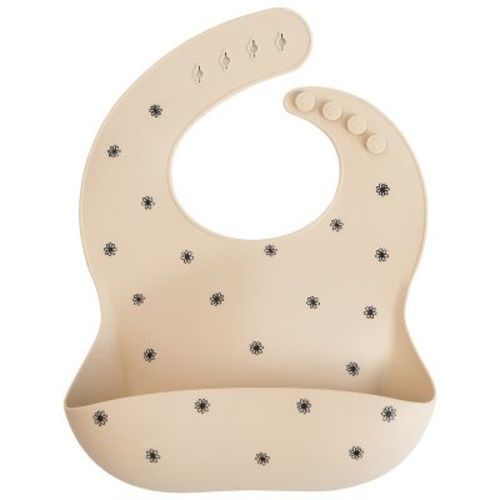 Silicone Baby Bib Black Daisy One Size