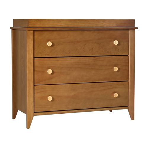 Babyletto Sprout 3-Drawer Changer Dresser with Removable Changing Tray in Chestnut and Natural, Greenguard Gold Certified