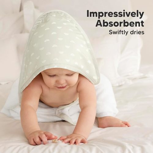 KeaBabies Hooded Baby Towel for Newborn - Viscose Derived from Bamboo Large Baby Bath Towels with Hood for Boys, Girls, Toddler, Extra Absorbent & Soft Newborn Bath Essentials (Rainbow)
