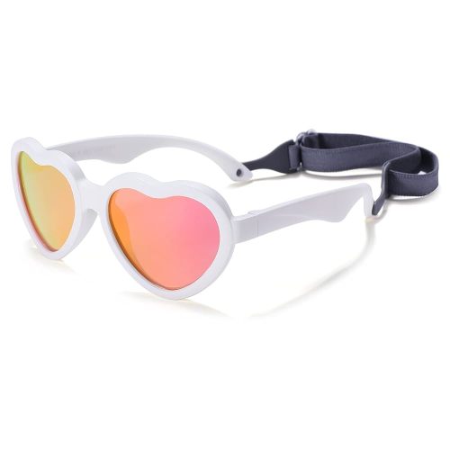 COASION Baby's First Sunglasses with Strap, Unbreakable Polarized Newborn Infant Heart Sunglasses for Ages 0-24 Months
