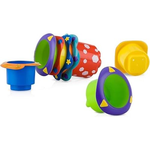 Nuby 5-Piece Splish Splash Stacking Cups Baby Bath Toy