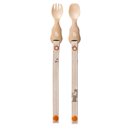 Bibado Handi Cutlery Attachable Baby Cutlery Pack (Fawn)