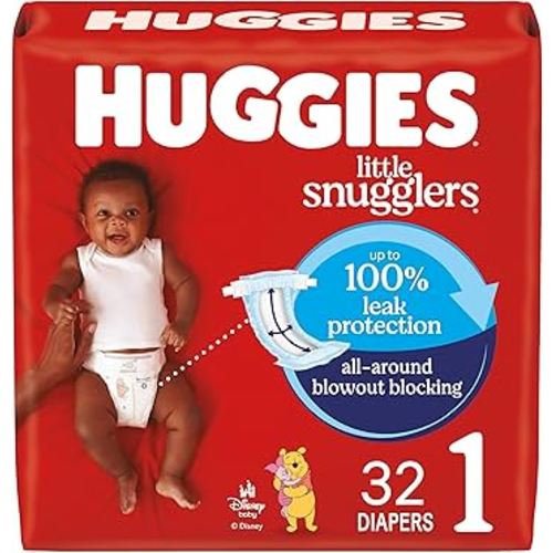 Huggies Size 1 Diapers, Little Snugglers Baby Diapers, Size 1 (8-14 lbs), 32 Count, Packaging May Vary