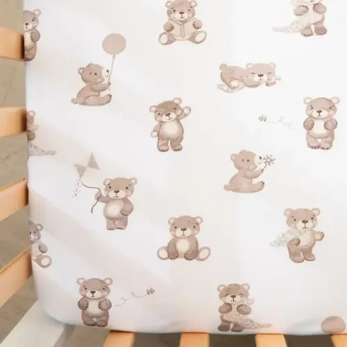 Living Textiles 2 Pack Fitted Sheet Cot Cuddly Bear | Baby Bunting AU