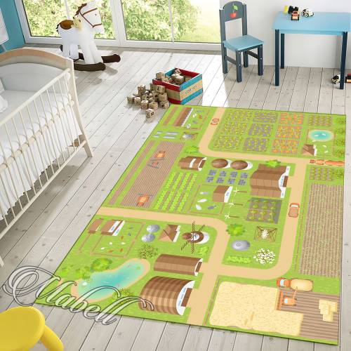 Farm Rug, Kids Room Rug, Farm Roads and Fields Vegetable Themed Nonslip Area Rug, Kids Room Decor, Gift Rug, Gift Children, Christmas Gift