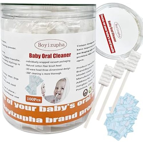 100 Pcs Baby Disposable Gauze Toothbrush,Baby Tongue Cleaner Newborn,Infant Mouth Oral Care Cleaning Swabs for 0-36 Month