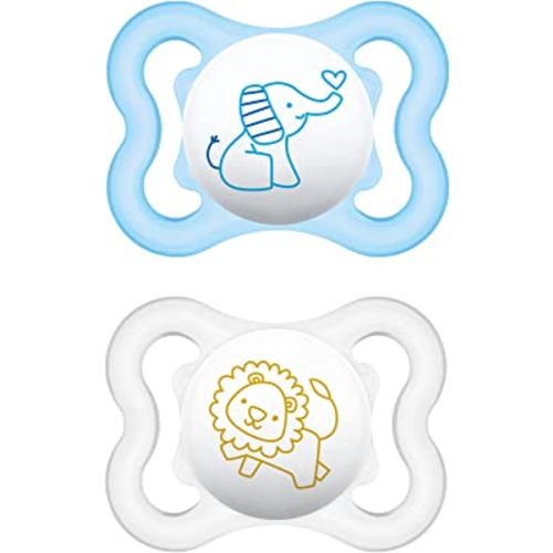 MAM Mini Air Pacifiers, MAM Sensitive Skin Pacifier 0-6 Months, Best Pacifier for Breastfed Babies, Baby Boy Pacifiers, 0-6 (Pack of 2)