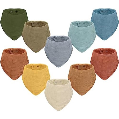 NLUS Muslin Baby Bibs for Teething and Drooling 100% Cotton Baby Bandana Drool Bibs for Baby Boys Girls, Solid Colors