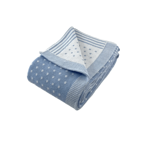 Cotton Dot Blanket, Blue