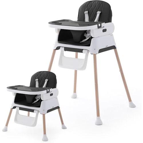 3 in 1 Baby High Chair,Adjustable Convertible Baby High Chairs for Babies and Toddlers,Black