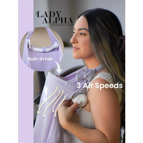The Nursing Cool Cover | Built-in Fan | Keep Baby Cool while Breastfeeding | Baby Shower Gift | Summer Breastfeeding Cover | Lavender