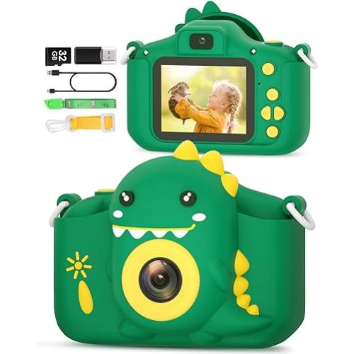 Kids Camera for 3-12 Years Old Toddlers Childrens Birthday Graduation Gifts Selfie Digital Toy Camera with 32GB SD Card for 4 5 6 7 8 9 10 11 Boys Girls