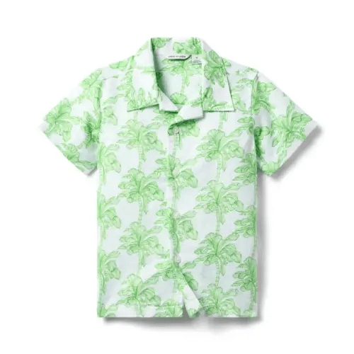 Boy New Leaf Palm Tree The Linen-Cotton Cabana Shirt by Janie and Jack