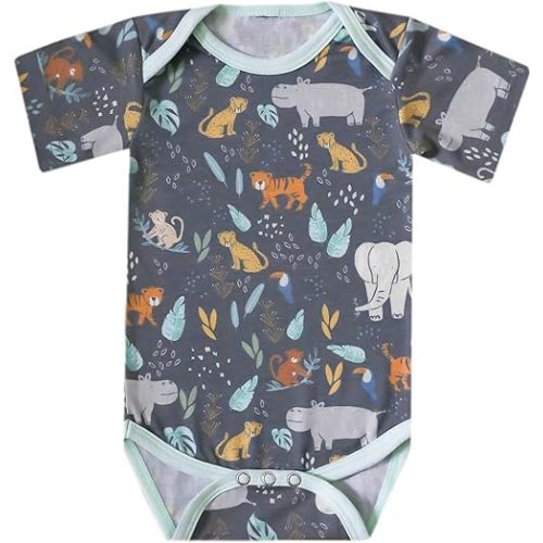 Copper Pearl Short Sleeve Bodysuit Baby: Ultra Soft Bodysuits for Newborns, Boys, Girls, and Infants - Stylish, Comfortable, Overlap Shoulders, Premium Knit Fabric - Bengal, Newborn