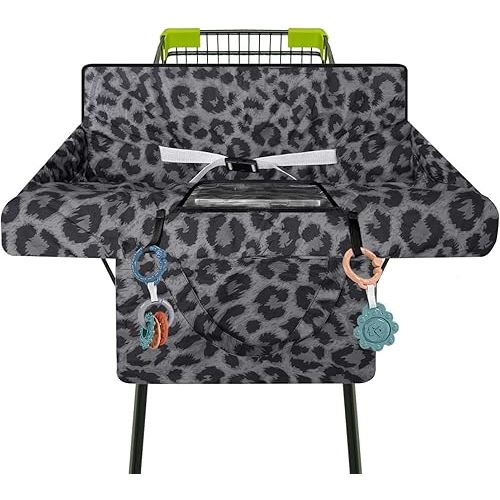 Shopping Cart Cover for Baby 2-in-1 High Chair Cover with Safety Harness Multifunctional Grey Pattern Cart Covers for Babies Soft Padded Grocery Cart Cover for Baby Boy Girl