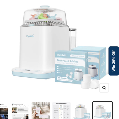Papablic Baby Bottle Washer Sterilizer and Dryer All in One Bottle Cleaner