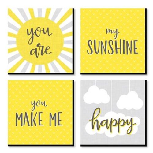 Big Dot Of Happiness You Are My Sunshine - Kids Room, Nursery Decor And Home Decor - 11 X 11 Inches Kids Wall Art - Set Of 4 Prints