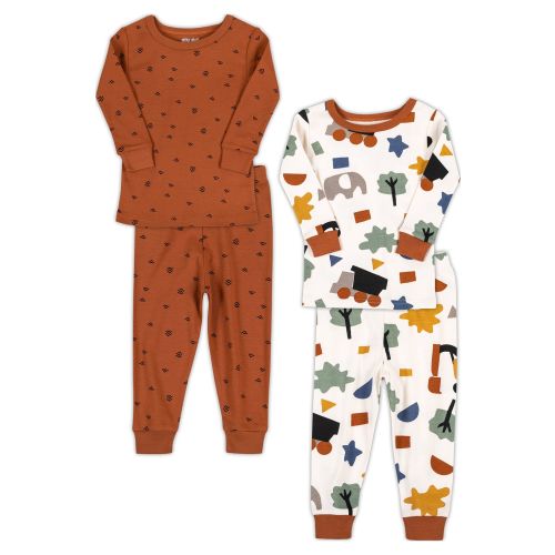 Little Star Organic Baby & Toddler Boy 4 Pc Long Sleeve & Long Pant Pajamas, Size 9 Months - 5T