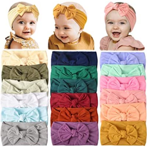 Prohouse 18PCS Baby Nylon Headbands Hairbands Hair Bow Elastics for Baby Girls Newborn Infant Toddlers Kids