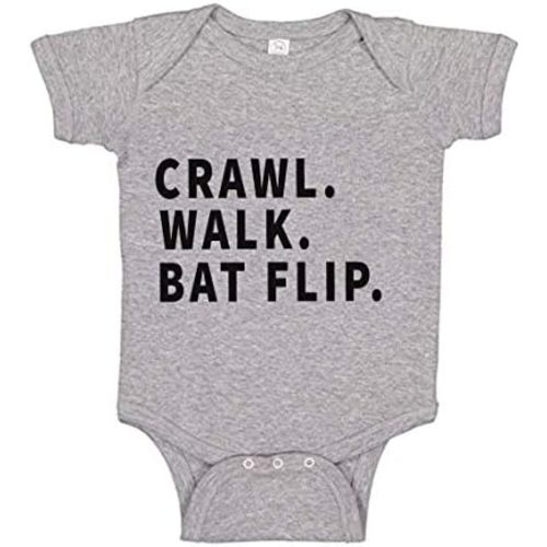 Crawl Walk Bat Flip Baby Baseball or Softball Romper