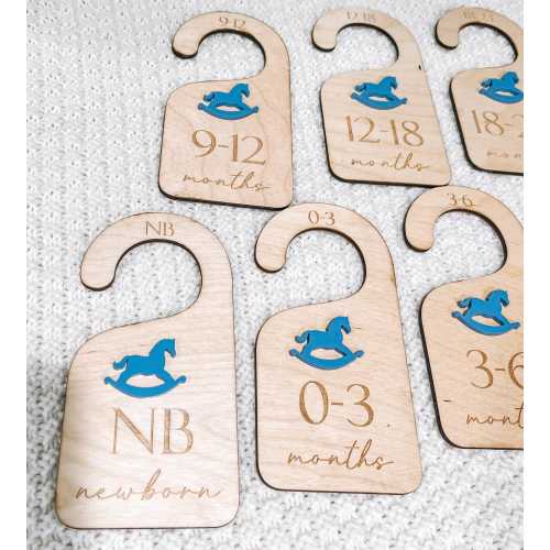 Blue Rocking Horse Baby Closet Dividers, Boy Horse Nursery clothes dividers, Clothes Size Markers, Closet Organizers, Baby Shower Gift Idea