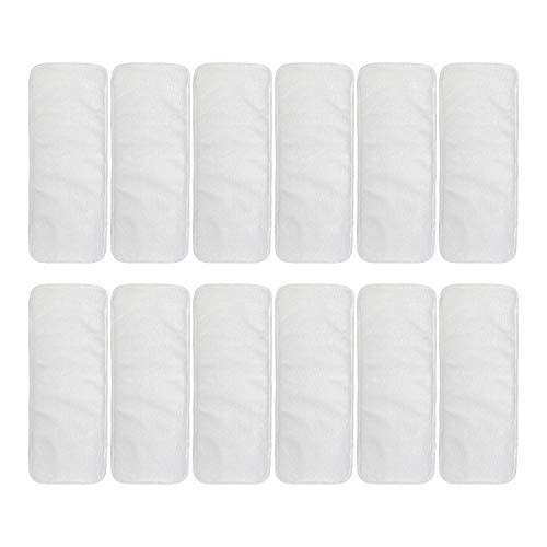 ALVABABY 12pcs Microfiber Inserts,Soft Cloth Diaper Liner,3-Layer Absorbent Inserts,Reusable for Baby Cloth Diapers 12T