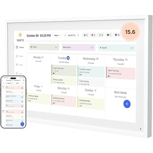 15.6" Calendar Digital Calendar, Full HD Chore Chart,Smart Touchscreen Interactive Display for Family Schedules, Wall Mountable -Streamline Household Organization