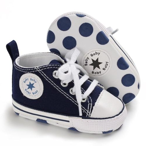 Unisex Baby Girls Boys Canvas High-top Shoes, Newborn Infant Anti-Slip Soft Sole Frist Walking Breathable Sneakers