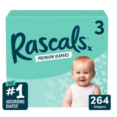 (3 pack) Rascals Premium Diapers Size 3, 88 Count (Select for More Options)