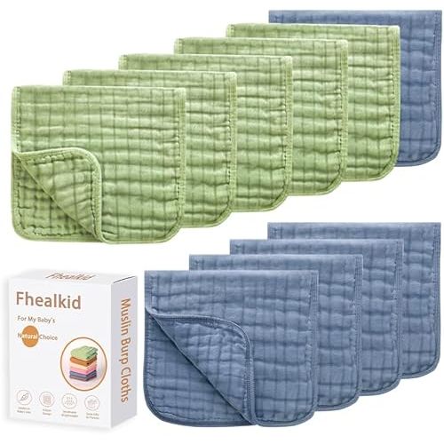 Muslin Burp Cloths Sets Newborn Baby Boy Essentials Must Haves 100% Cotton 10 Pack 22" X 10",6-Layer Baby Bibs & Burp Cloths for Baby Drool and Messes - Soft, Safe & Gentle for Boys & Girls Multi