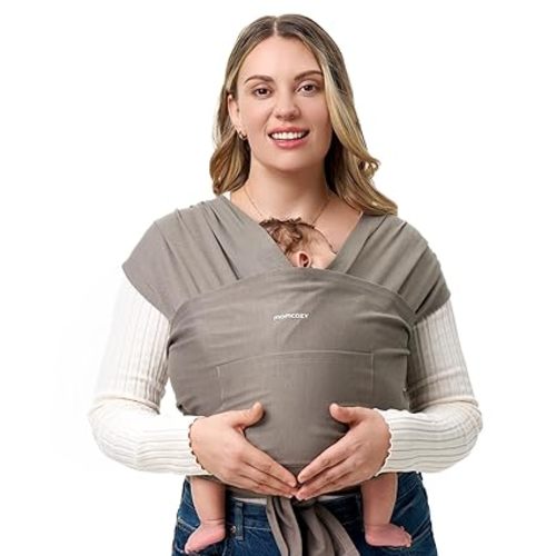 Momcozy Baby Wrap Carrier, Easy to Wear Infant Carrier Slings, Lightweight Hands Free Baby Sling, Adjustable Baby Carriers for Newborn to Toddler 8-35 lbs, Black