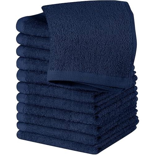 Utopia Towels 12 Pack Cotton Washcloths Set, 100% Ring Spun Cotton, Premium Flannel Face Cloths, Highly Absorbent and Soft Feel Fingertip Towels, Navy