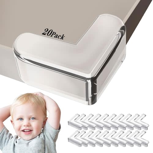 JPJCOOY Corner Protector for Baby, Clear Furniture Corner Guard & Edge Safety Bumpers for Table Edges & Sharp Corners - Baby Proofing (L Shape) 20Pack