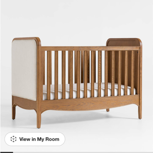 Bacton Oak Wood Convertible Baby Crib with Toddler Bed Rail by Jake Arnold