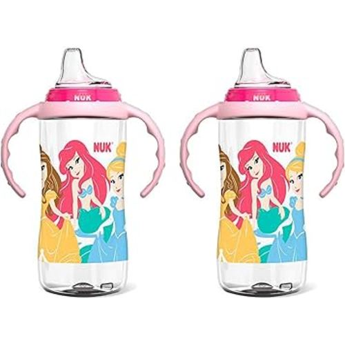 NUK Disney Princess Large Learner Cup 10oz 2pk – BPA Free, Spill Proof Sippy Cup