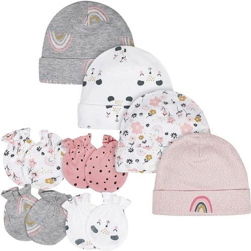 Gerber baby-girls Cap and Mitten SetsMittens - Newborn - Pink Bear