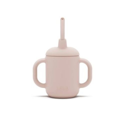 Lalo 4oz 3-in-1 Silicone Training Cup with Straw - Grapefruit