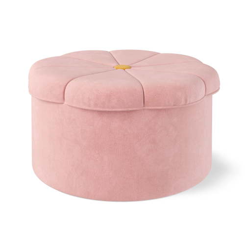 Mainstays Kids Daisy Plush Fantasy Fun Ottoman with Hidden Storage, Pink