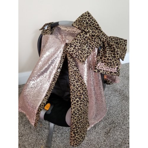 Read the full title
    Elegant Rose gold Leopard car seat canopy, car seat cover, infant carseat cover, sparkle, nursing cover, carseat cover, carseat blanket