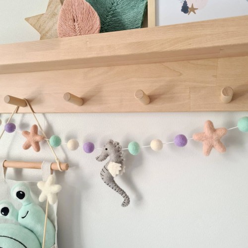 Pastel Seahorse Garland - Felt Nursery Decor